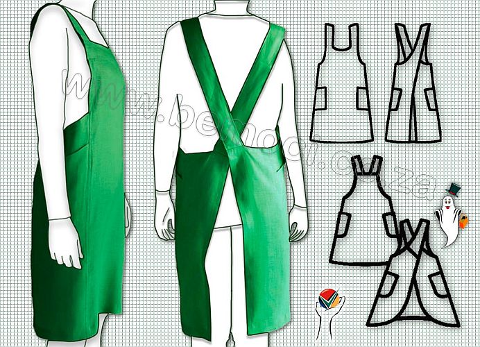 Cross Back, Japanese, Aprons, Round or Straight Edged back