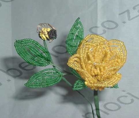 Beaded Flowers. Beaded Yellow Rose.