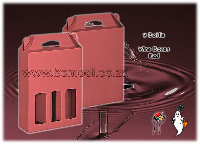 Red Wine Boxes, Triple 3 Bottle Boxes Cardboard, with & without windows, customized & personalized
