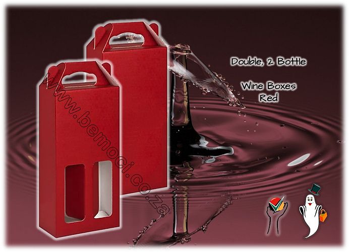 Red Wine Boxes, Double Twin 2 Bottle Boxes Cardboard, with & without windows, customized & personalized
