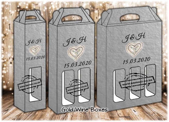 Silver Carry Gift Wine Boxes, Single Double Triple Bottle Cardboard Boxes, with or without windows