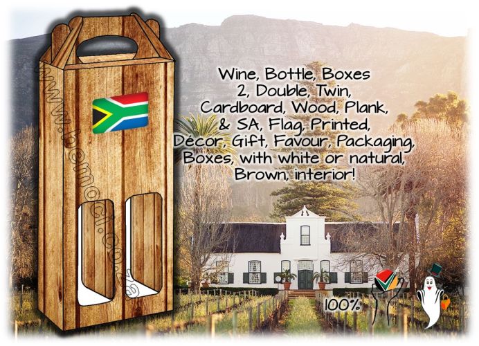 South Africa Flag Wine Boxes. Double, 2 Bottle Wine Boxes.
