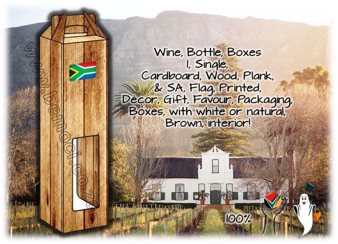 South African Flag Print Wine Box, Single 1-Bottle Carry Gift Box