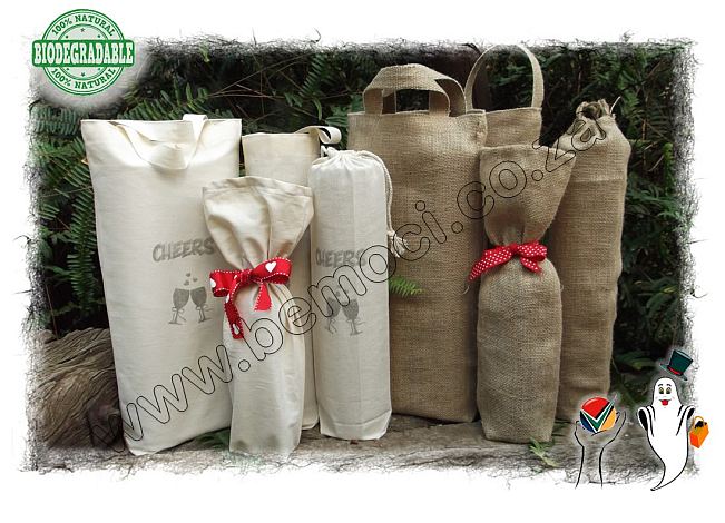 Cotton & Hessian Bottle Wine Carry Gift Packaging Bags