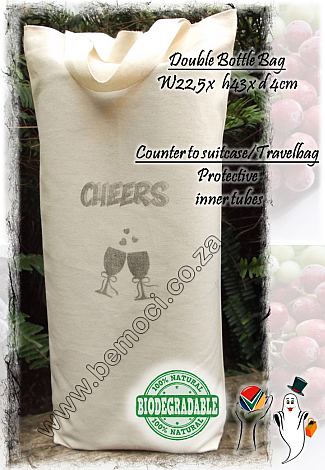 Wine Bags, Cotton Twin Double 2 Bottle Carry Bags