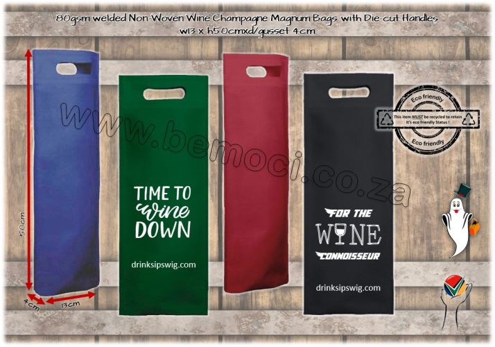 Reusable Non-Woven Wine Bags, Lightweight Durable Single Bottle Gift Totes, Eco-friendly Fabric Wine Packaging