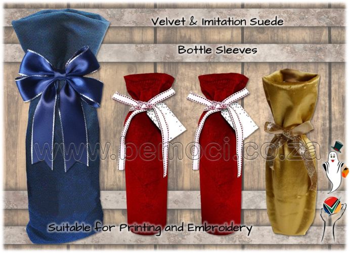 Velvet and Imitation Suede Wine Gift Bags Sleeves, Embellished and Customized