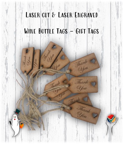 Wine Gift Tags Laser cut and Laser engraved.