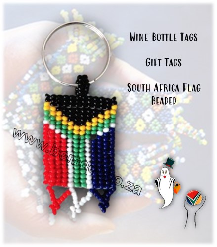 Beaded South Africa Flag Wine Bottle Gift Tags