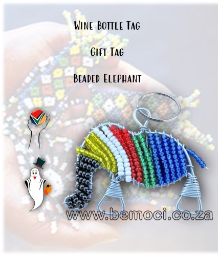 Beaded •Wine •Bottle •Gift Tags •African Big 5 Elephant