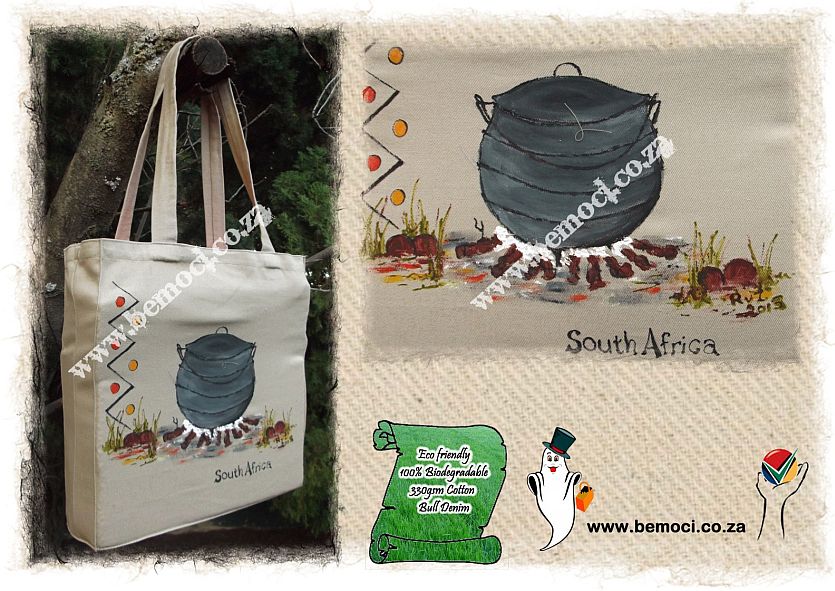 Cotton Canvas Tote Bag, Hand-Painted Potje Pot