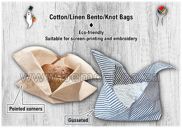 Cotton, Linen, Bento Knot Japanese Origami Bags