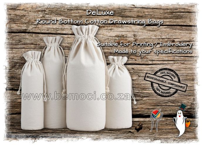  Cotton Drawstring Bags Round bottom DeLuxe