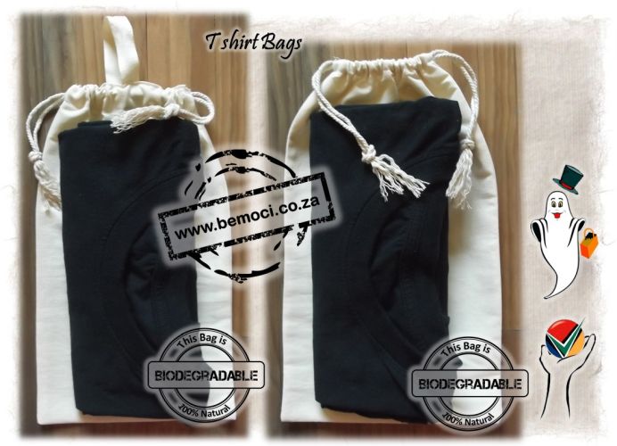 Cotton Calico/Canvas T-Shirt Drawstring Bags