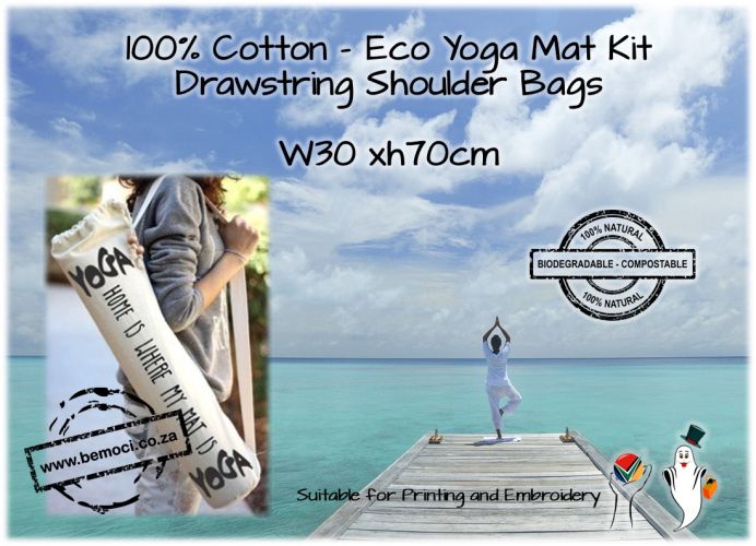 Yoga Kit/Mat Bags 100% Cotton Drawstring Shoulder Bag