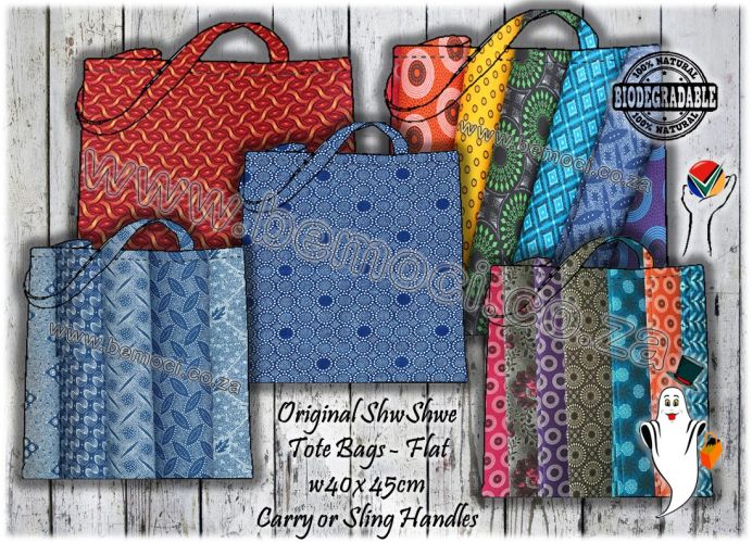Large Ethnic ShweShwe Print Tote Bags with Gusset