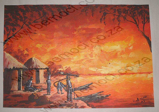 Cotton Canvas Tote Bag, Hand-Painted Beach Sunset