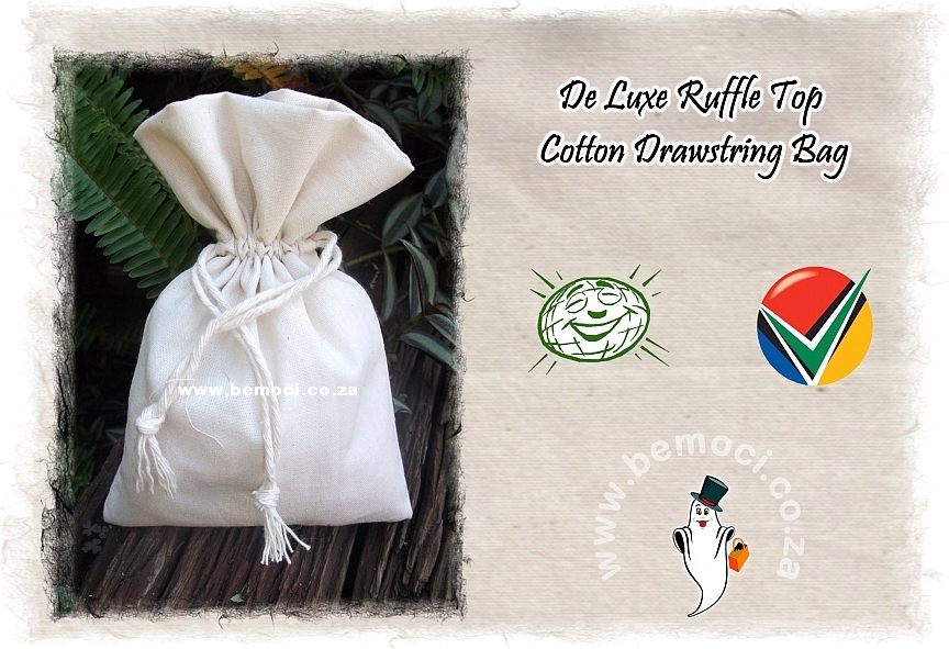 Cotton Drawstring Gift/Multipurpose Bags Pouches, De-Luxe Ruffle Top