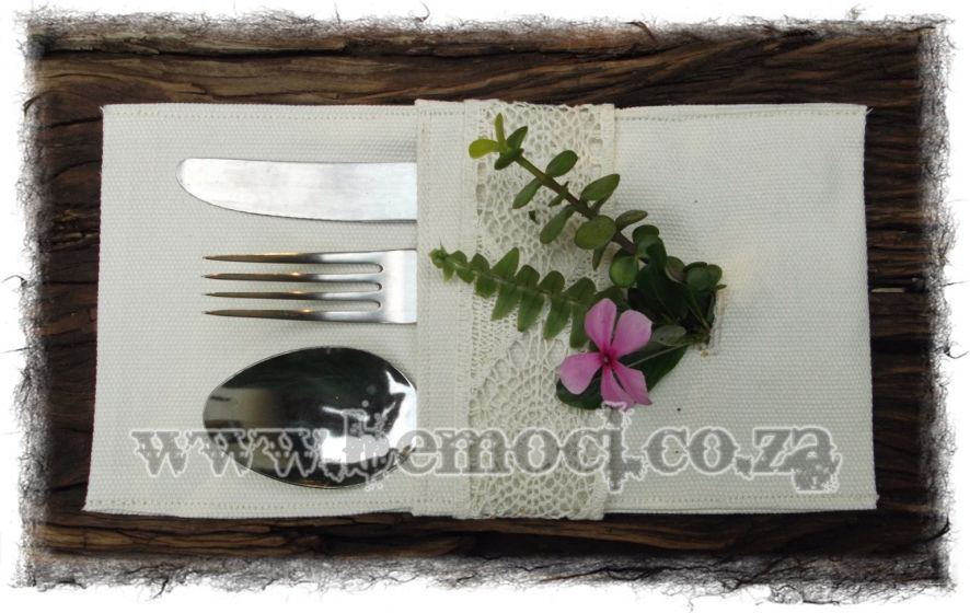 Cotton Calico/Canvas & Lace Cutlery/Utensil Bags/Pockets with slit for Flowers/Card