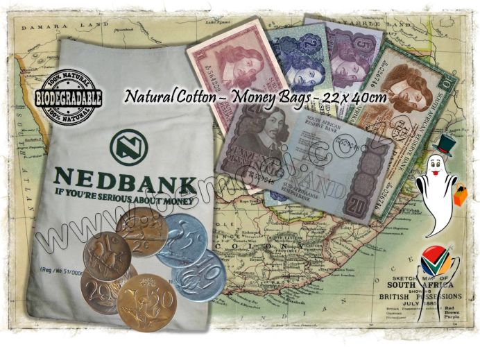 Money Bags Coin/Bank/Deposit/Bags, Vintage Natural Cotton Calico/Canvas Bank Bags