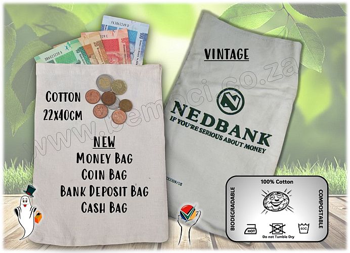 Cotton Calico/Canvas Money/Coin/Deposit/Bank Bags Vintage Cotton Bank Bags