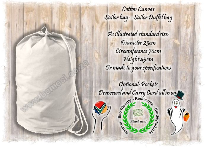Drawstring Duffel Bags Cotton Canvas Sailor Round Bottom Duffel Bag