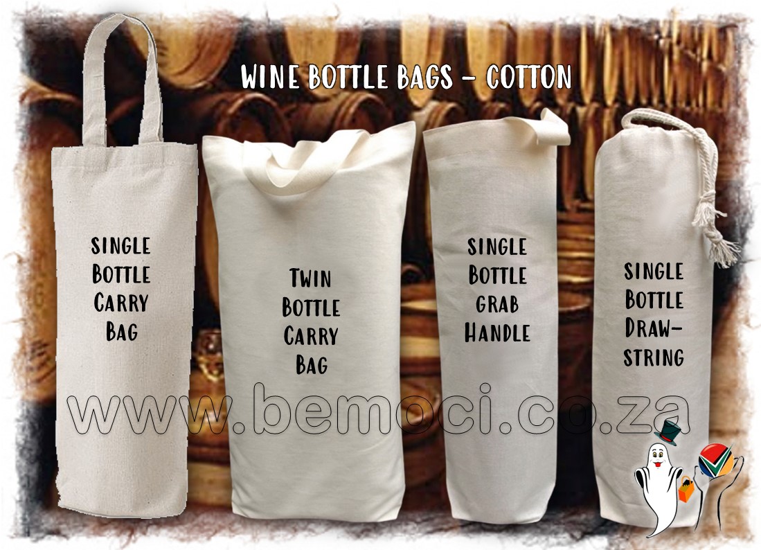 Wine Bottle Bags 100% Cotton Calico/Canvas Wine Carry Drawstring Gift Bags