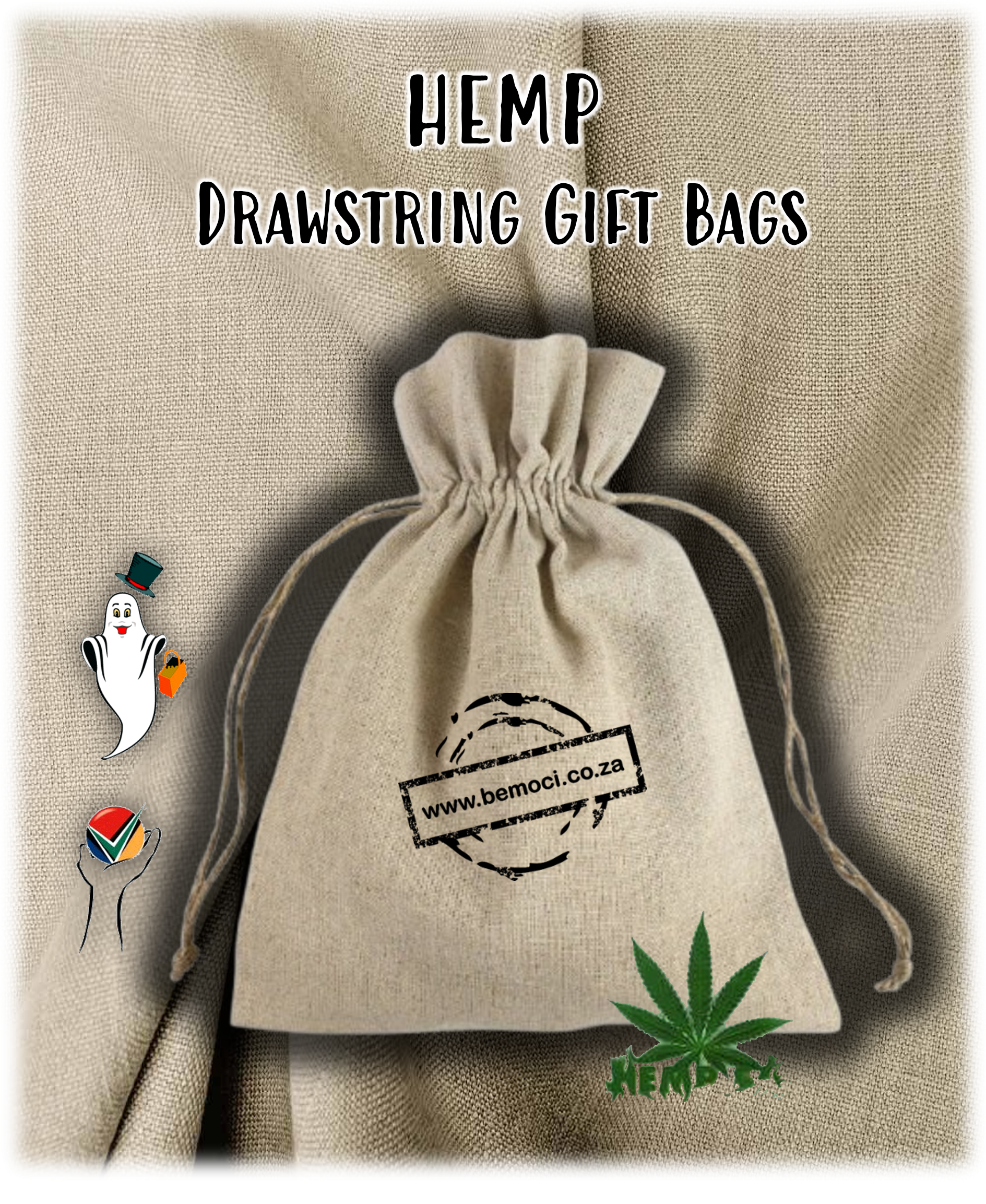 Natural Hemp Drawstring Gift Bags