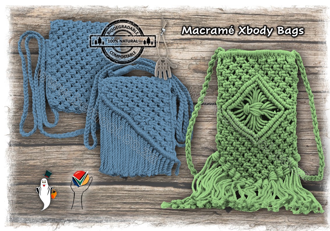 Macrame Cotton Cross Body XBody Bags Handbags Charms Key&Gift Tags Keychains