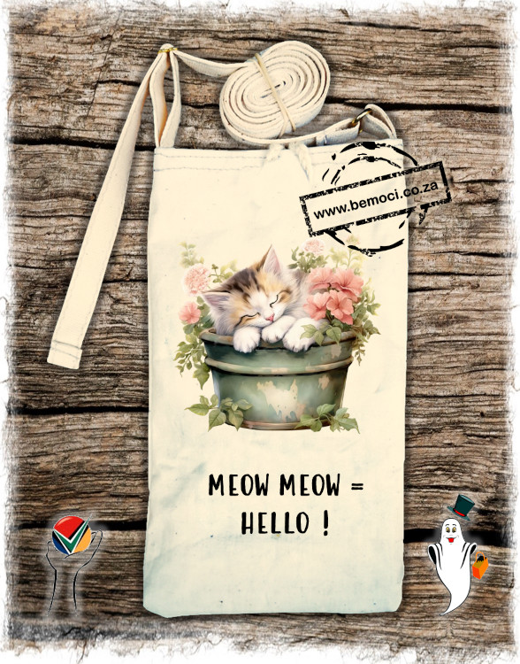 Cotton Mobile Cell Phone Bags Pouches, Cat Print