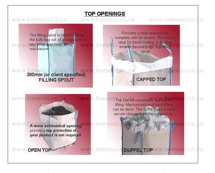 Bulk Bags, top openings.