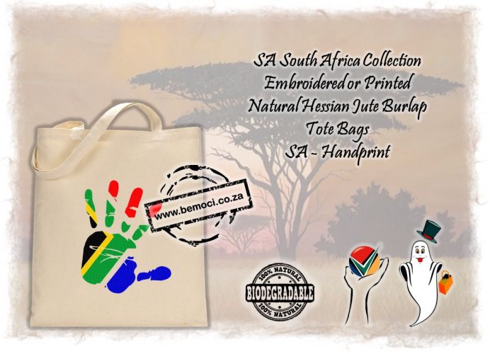 South Africa Flag Cotton Calico/Canvas Tote Bag, Hand Print Design