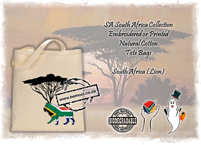 South Africa Flag Cotton Calico/Canvas Tote Bag, Big5 Lion