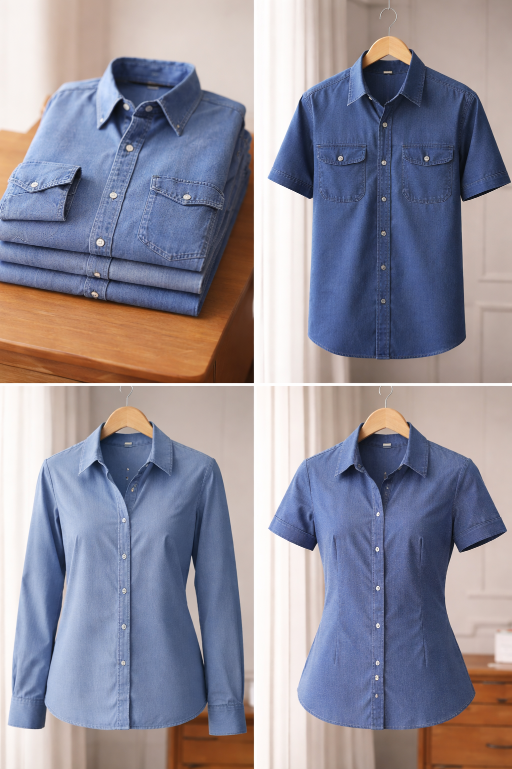 Denim Blouses and Shirts 100% Cotton