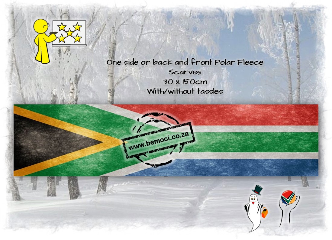 South Africa Flag Printed Scarves, Polar Fleece